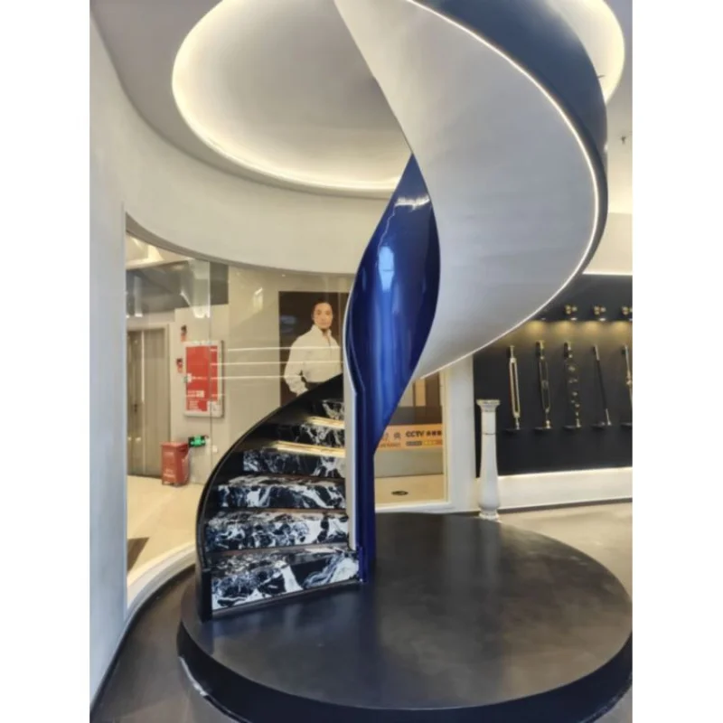 custom.Custom Commercial Hotel Indoor Staircase Rotary Staircase with Wood Glass Materials Support Design Drawi