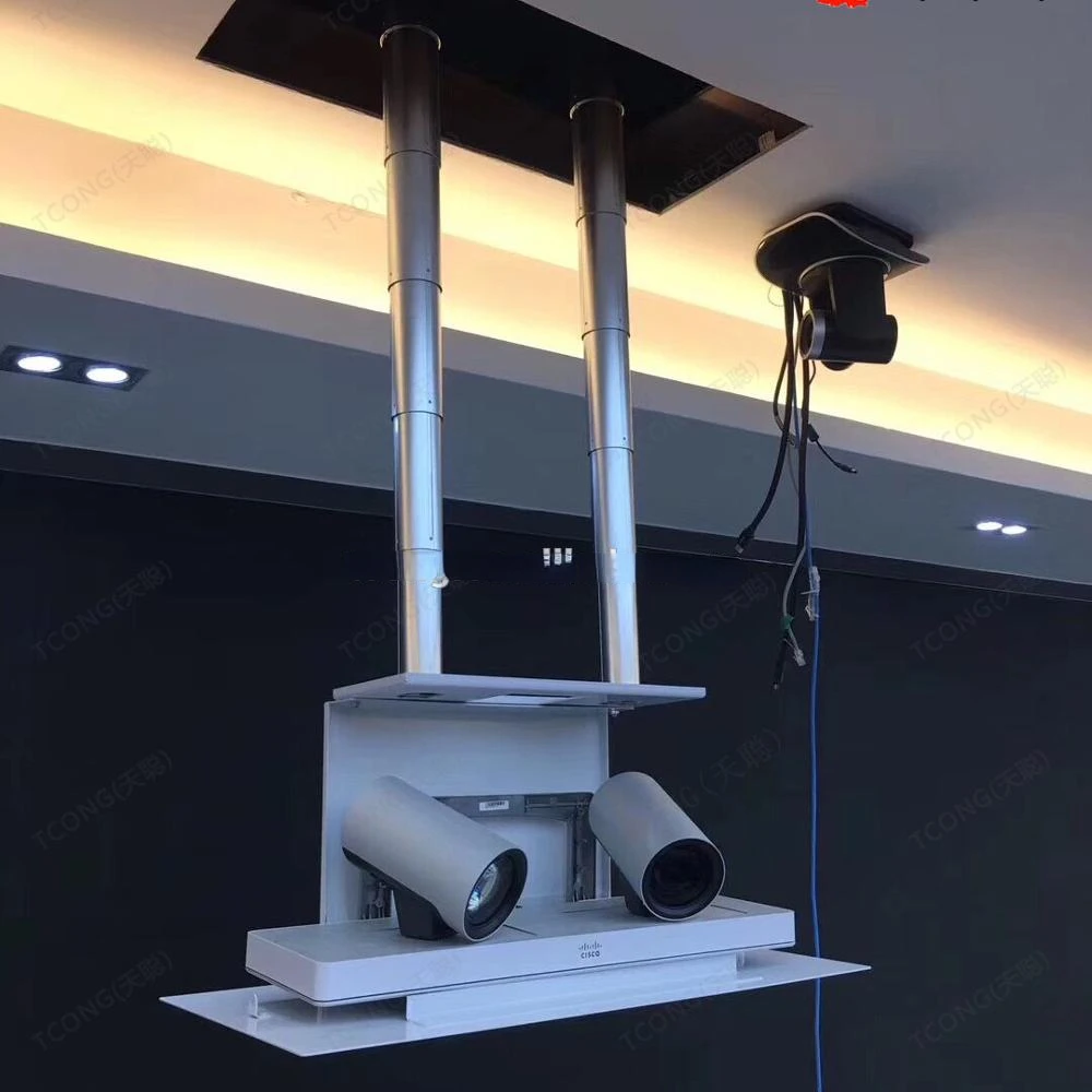 Telescopic CCTV Camera Lift with Double Columns Motorized Ceiling Camera Bracket Drop Down Camera Mount