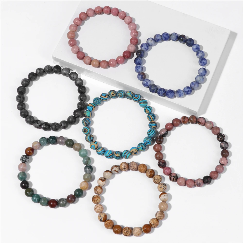 Stretche 8MM Matte Stone Gem Bead Bracelet Natural Stone Dull Polish Bracelet Elastic Cord Pulserase Yoga Jewelry Gift Wholesale