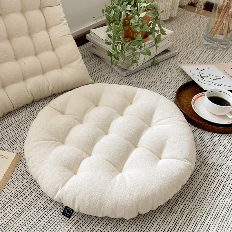 

High-End Japanese-Style Tatami Round Cushion Simple Plain Square Lumbar Pillow Dining Chair Long Sitting Seat Cushions