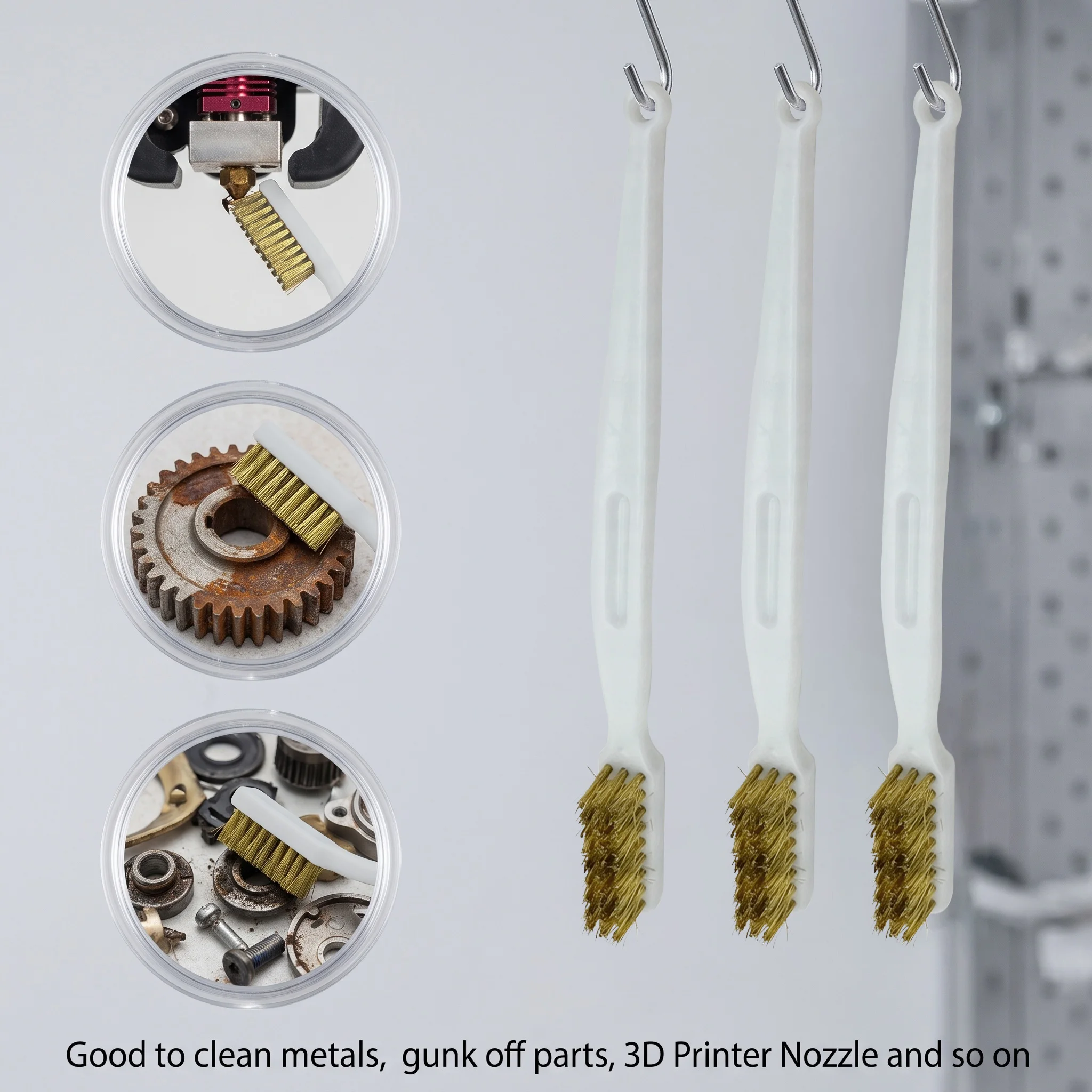 Copper Wire Toothbrush Copper 3D Printer Brush Cleaner Tool Handle For Nozzle Heater Block Hotend Cleaning Hot Bed Part