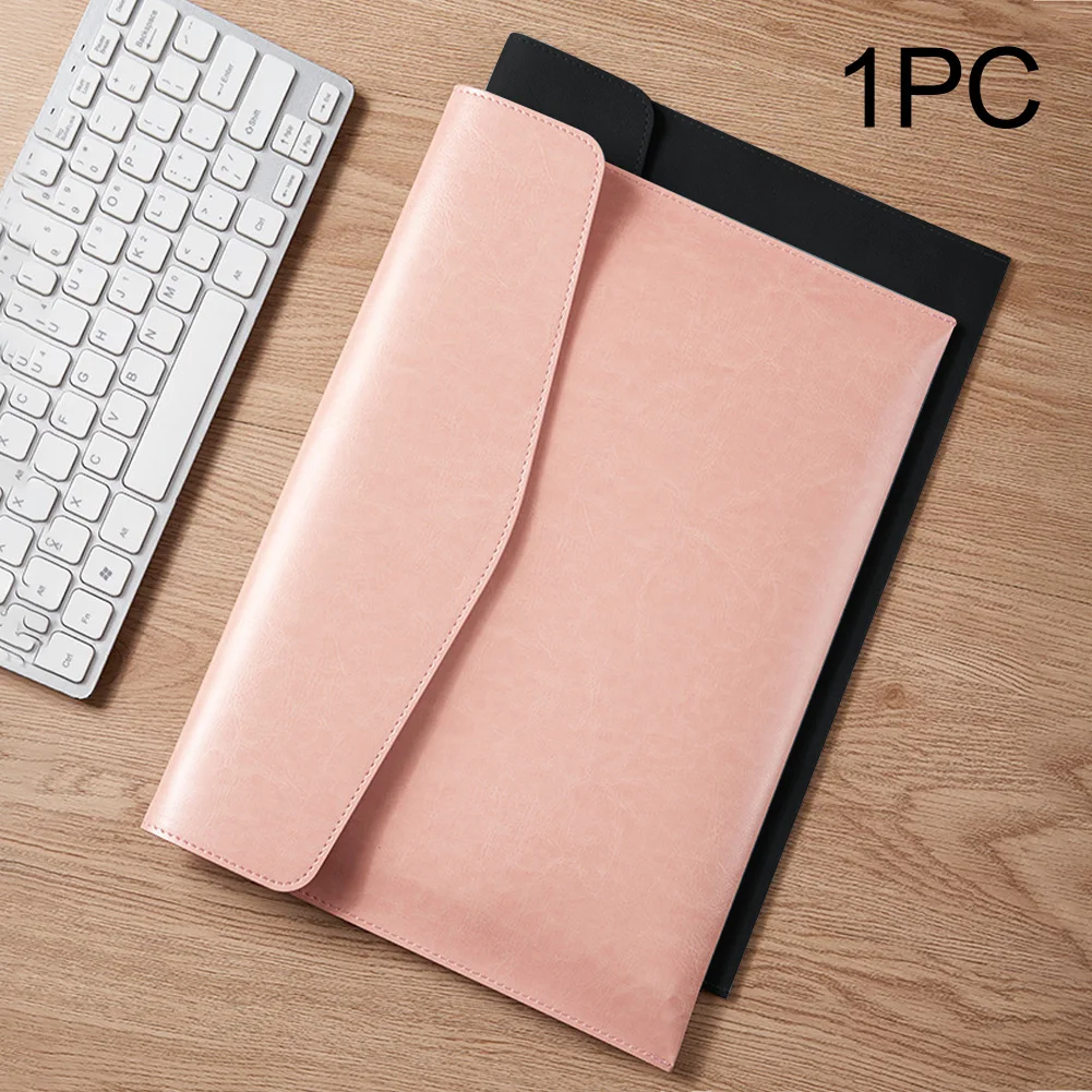 A4 PU Leather Snap Closure Document Organiser Stationery Dustproof Business Office Lightweight Large Capacity File Folder