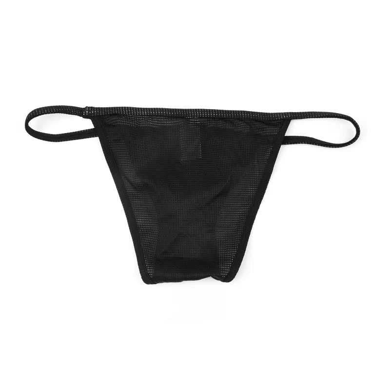 Men's Sexy Underwear U Convex Pouch Thongs And G Strings Mesh Panties Low Waist High Fork Briefs Thin Belt Underpants Bikini