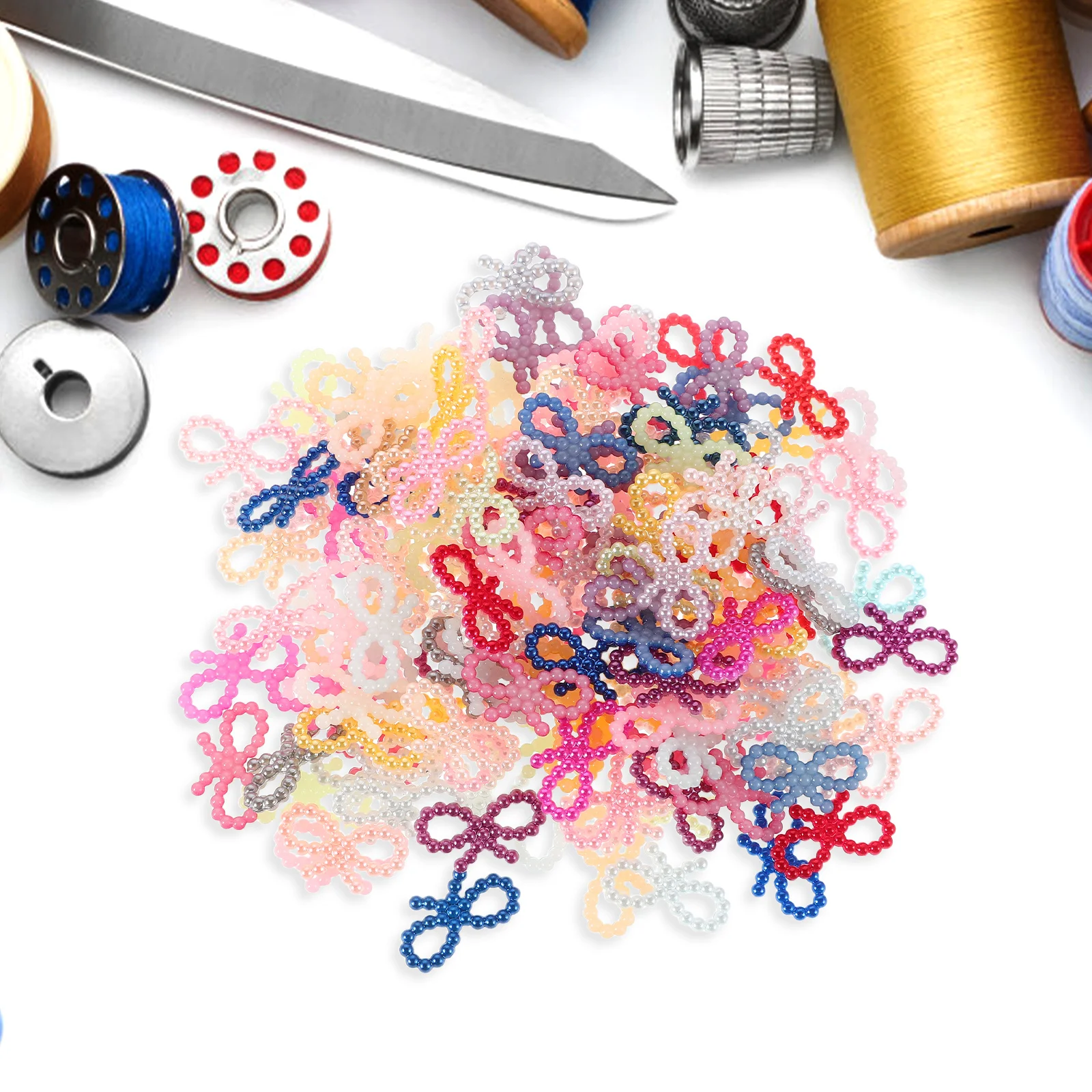

100 Pcs Hollow Bow Craft Wrapping Art Accessories Wedding Project Pearl Bowknot Decoration Abs DIY Simulated