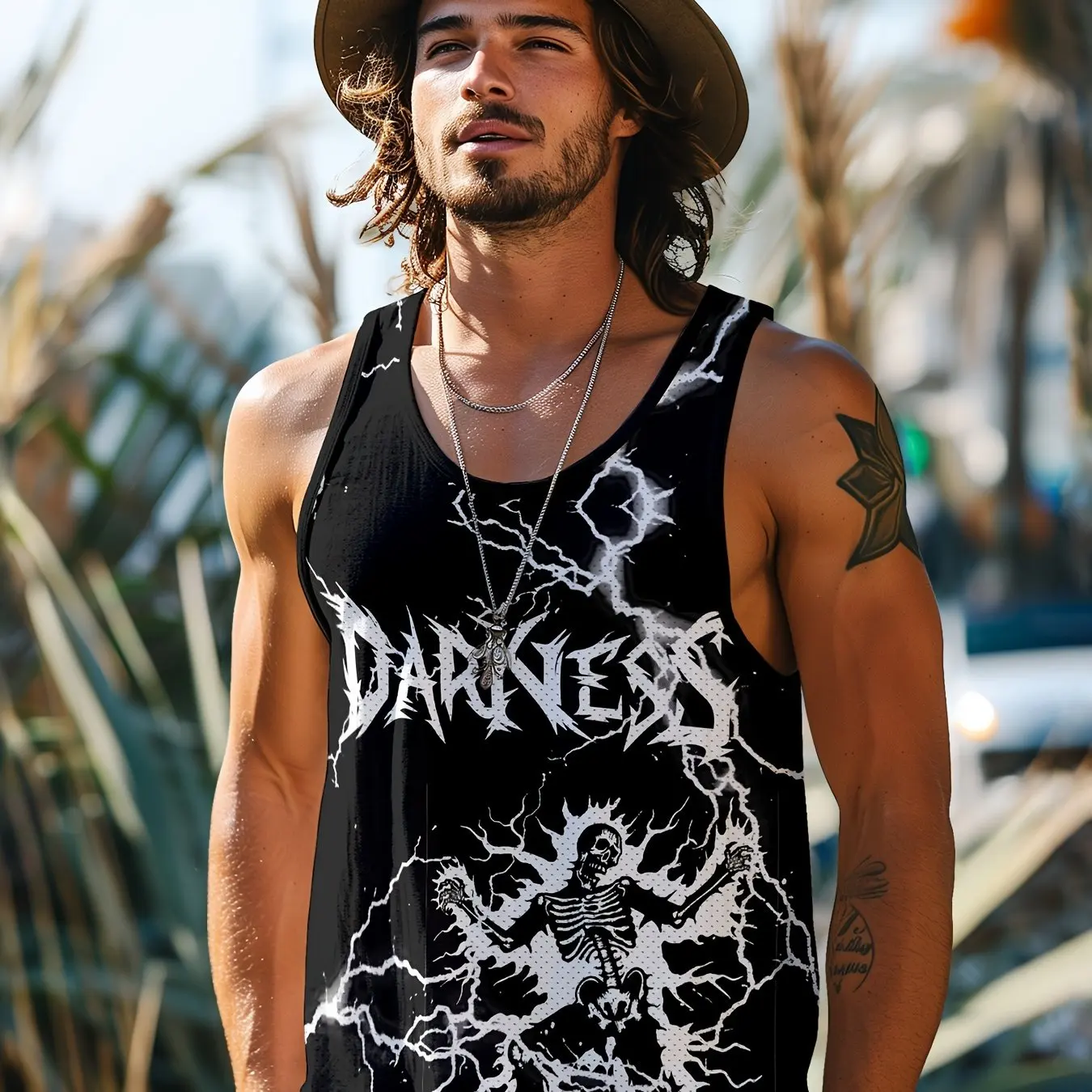 

Funny 3D Skull Print Men's Tank Top Hip Hop Trend Harajuku Vintage Tees Casual O-neck Sleeveless Shirt Summer Street Sports Vest