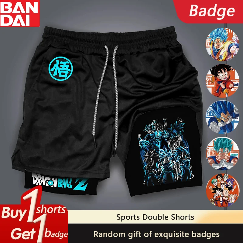 

Dragon Ball Classic Anime Peripheral GOKU Printed Double-layer Shorts Men's Summer Loose Sports Breathable Five-Point Pants