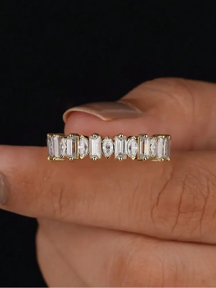 925 فضة ذهبي مستطيل ماركيز الزركون خاتم للنساء المشاركة الزفاف بسيط جودة عالية غرامة مجوهرات #3