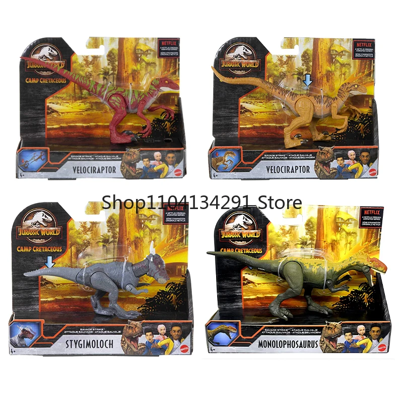 ジュラシック・ワールド キャンプ クレータス・サベージ・ストライク 恐竜アクションフィギュア ベロキラプトル スティギモロク モノロフォサウルス 関節可動モデル