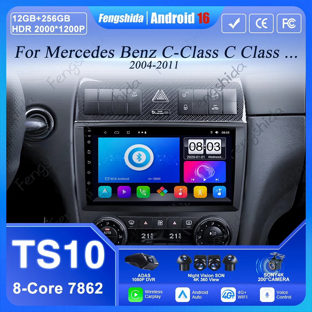 

Автомагнитола для Mercedes Benz C-Class W203 W209 C180 C200 CL203 C209 A209 2004-2011, мультимедийный плеер 2 Din, стерео, GPS