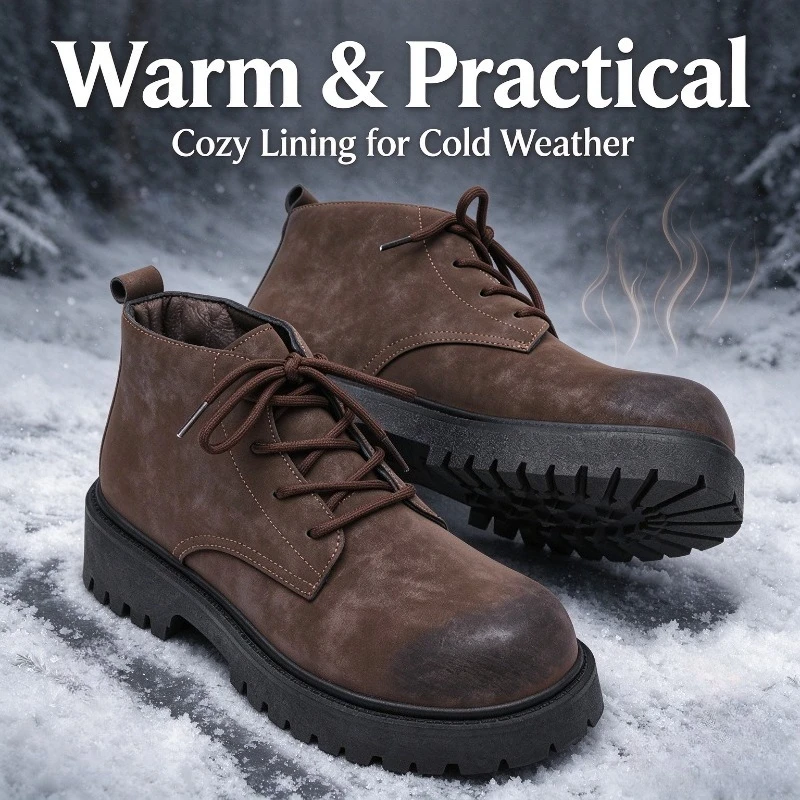 Hot Selling Winter Men Snow Boots High-quality Classic High Top Outdoor Hiking Shoes Anti Slip Thick Soled Practical Work Shoes