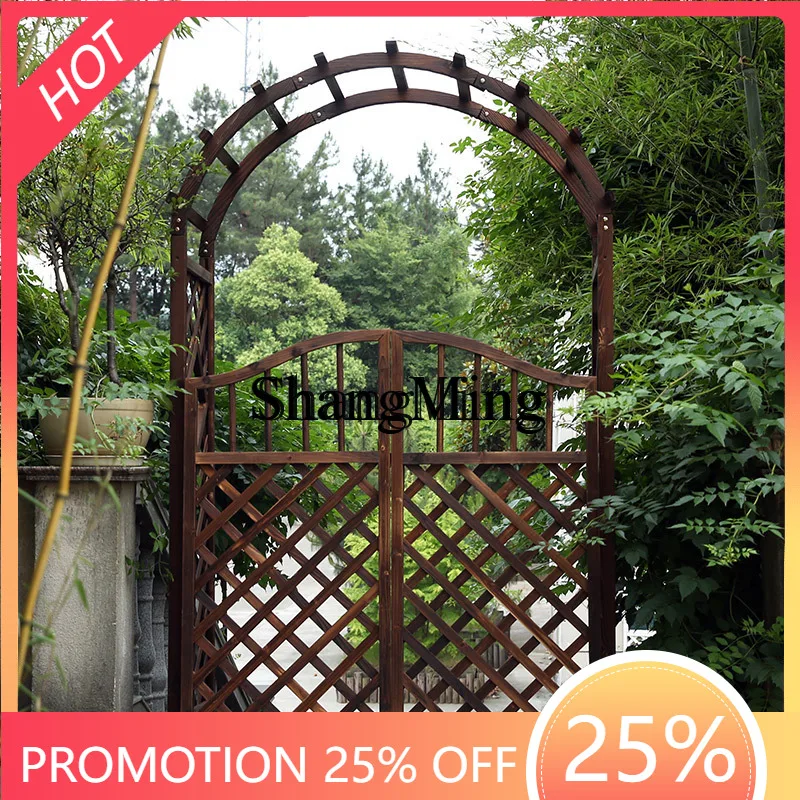 FG good-looking  direct supply courtyard anti-corrosion solid wood arch garden solid wood fence arch carbonized wood arch