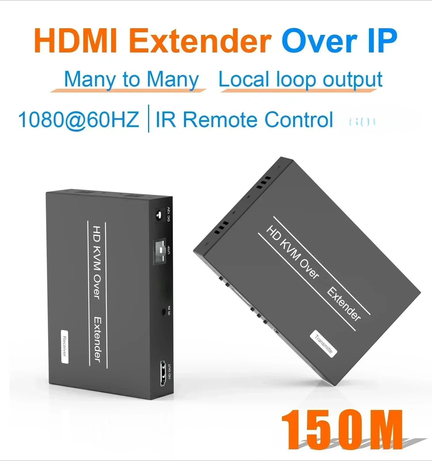 Shopping Mall Advertising Screen 150M POE HDMI Extender. 1080P, Multiple Configs. Many-to-one & Many Simplified System Layout