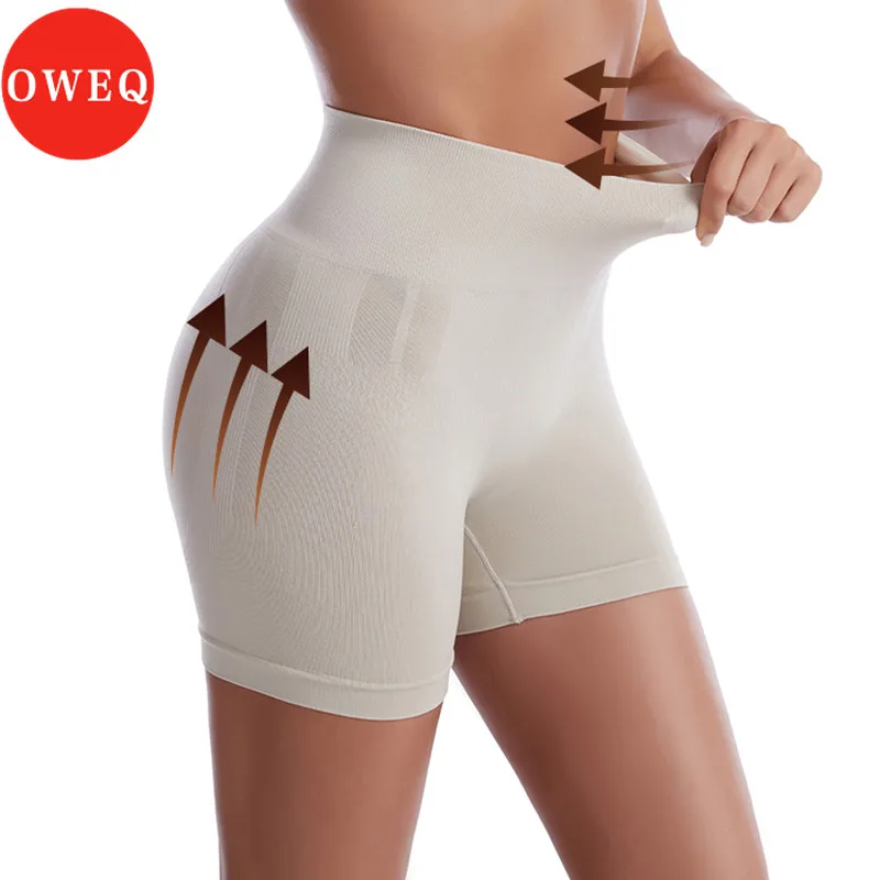 OWEQ-moldeador de cuerpo sin costuras para mujer, ropa moldeadora de abdomen, pantalones cortos adelgazantes, Bóxer sin rizos