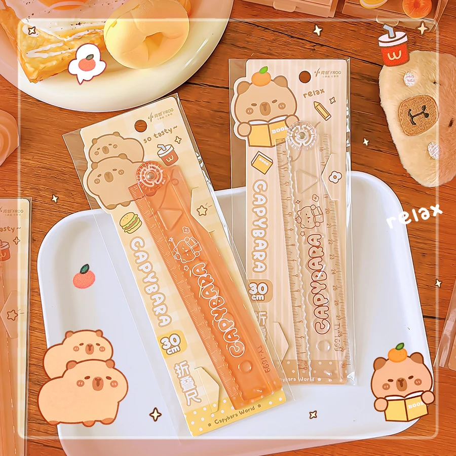 kawaii Stationery for school Square school supplies school useful accessories 30cm capybara folding Ruler Office supplies