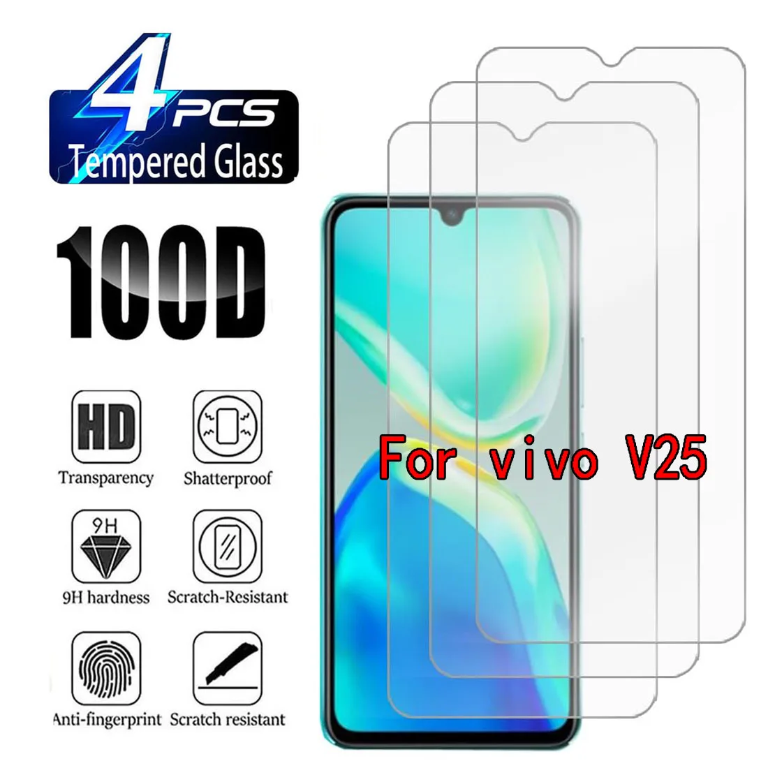 

HD Screen Protector Film Clear Full Cover Anti-Blue Light Hard PC Anti-Fingerprint Shockproof for Vivo V25 5G