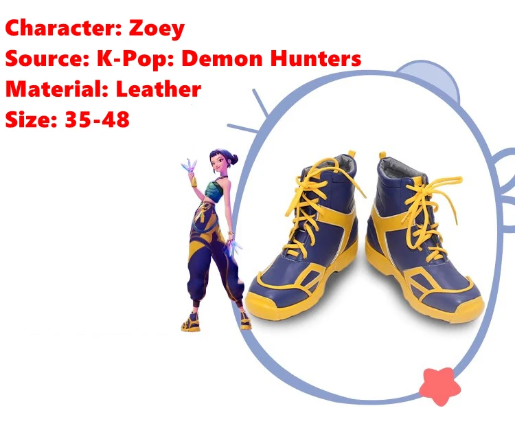 Zapatos de Cosplay de Anime KPop Demon Hunters Zoey, botas de cuero de rol de película Huntrix para mujer, accesorios de juego de rol de cómic de Halloween, talla 35-48