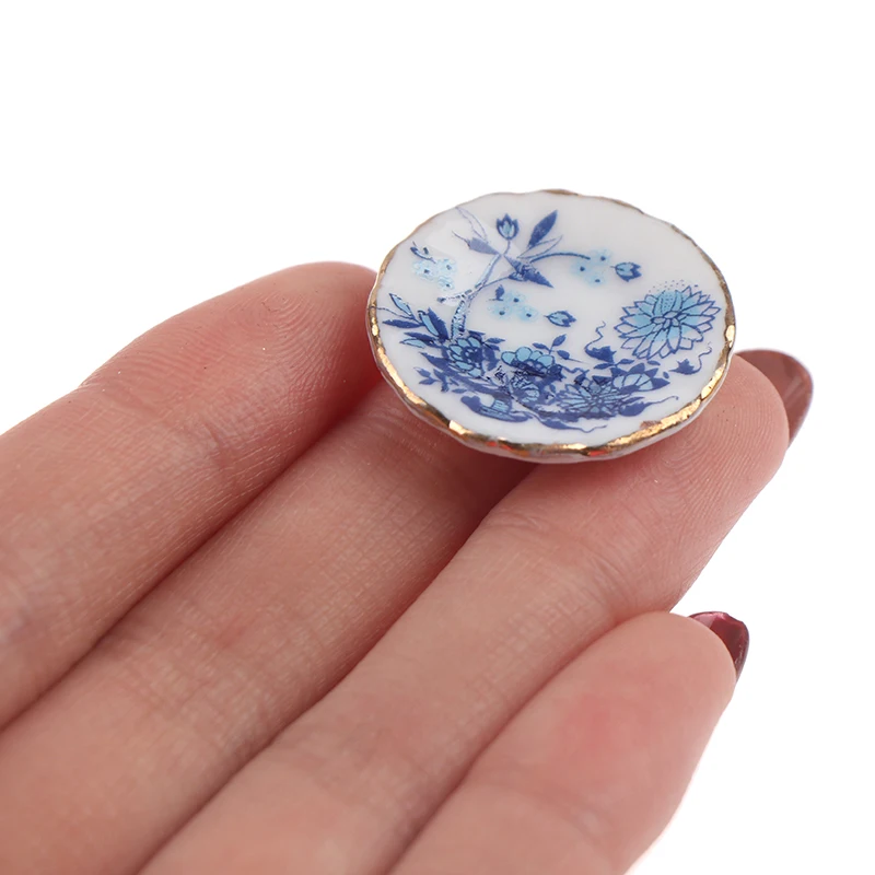 1Set 1/12 Dollhouse Miniature Accessories Mini Ceramics Tea Set Simulation Kettle Plate Cup Model Toys Doll Home Decoration Gift