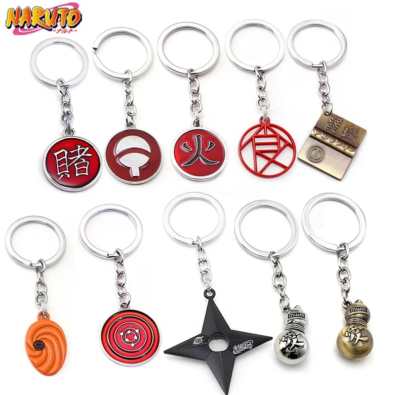 Naruto Key Chains Anime Fashion Jewelry Decorations Pendant Obito Masks Tsunade Gaara Metal Models Keychains Child Gifts Toys