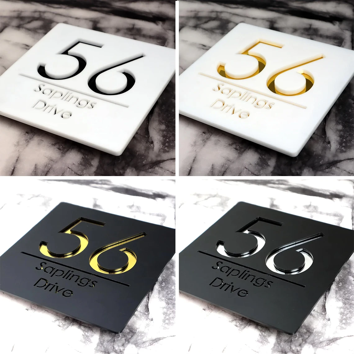 

11.81inch Large Size House Number Sign Customized Acrylic Outdoor House Sign 3D Laser Cut Modern Family Address Name Plaque