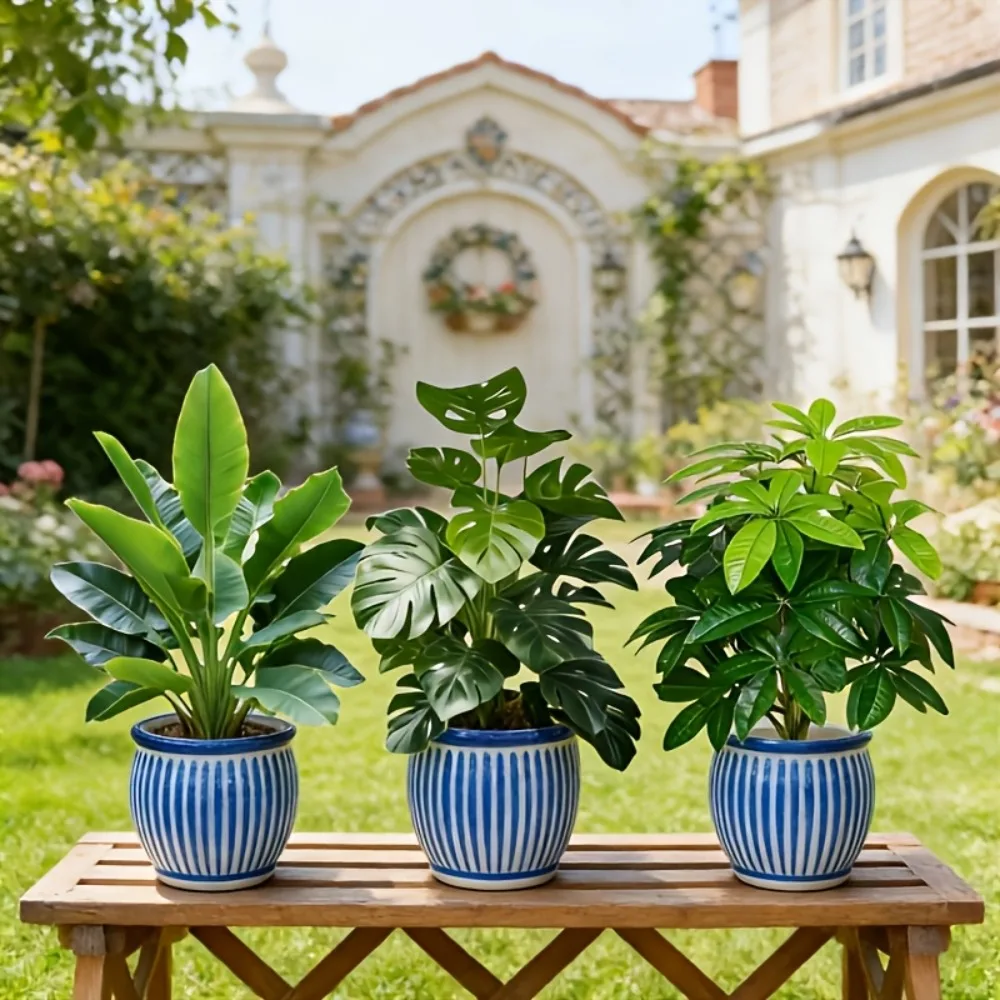 3-teiliges Set Künstliche Areca-Palme, Künstliche Bananenpflanzen und Monstera-Baum-Sets, Gartendekoration, 36 Blätter, Simulierter Bonsai im Topf – Detail 13