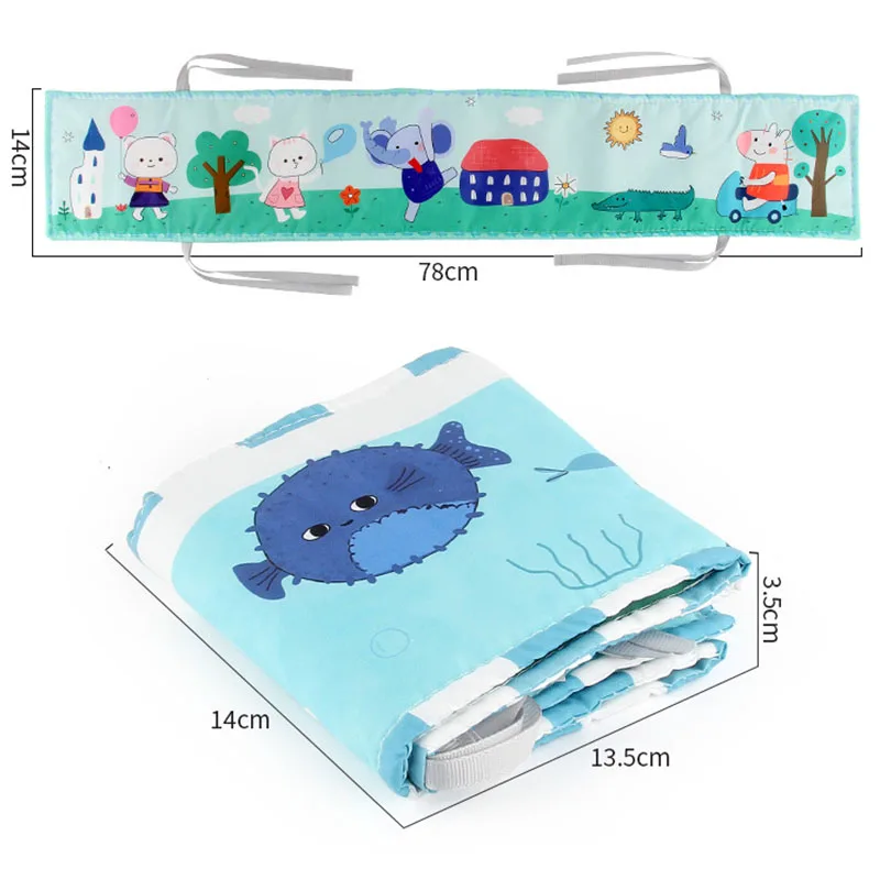 Livro De Pano Sensorial Brinquedos Do Bebê Recém-nascido Cama Etiqueta Berço Bumper Cor Dupla Face Animal Pano Macio Livro Montessori Brinquedos Pré-Escolares