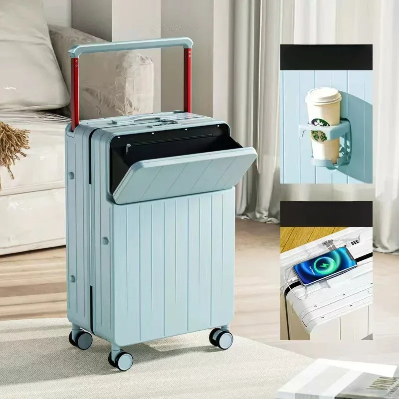 20/24 Inch  Travel Luggage USB Charging Interface Wide Tie Rods Multi-function Suitcase Portable Rolling Luggage Case