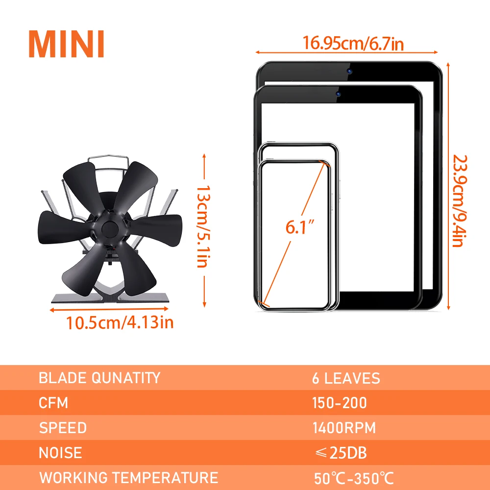 Mini ventilateur de cheminée à économie d'énergie, ventilateur de poêle à chaleur 62, pare-chaleur, Eva à bois, silencieux, distribution de chaleur domestique, 6