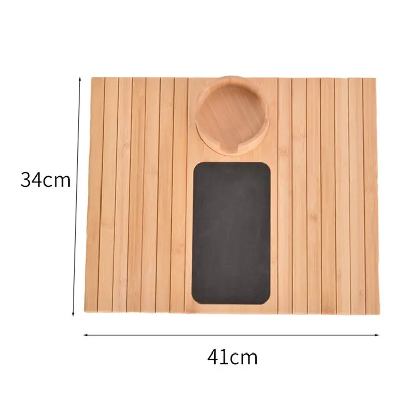 B97A-Foldable Armrest Side Table With Built-In Cup Holder And Non-Slip Pad-For Sofa Armrest Tray/Snack Organizer