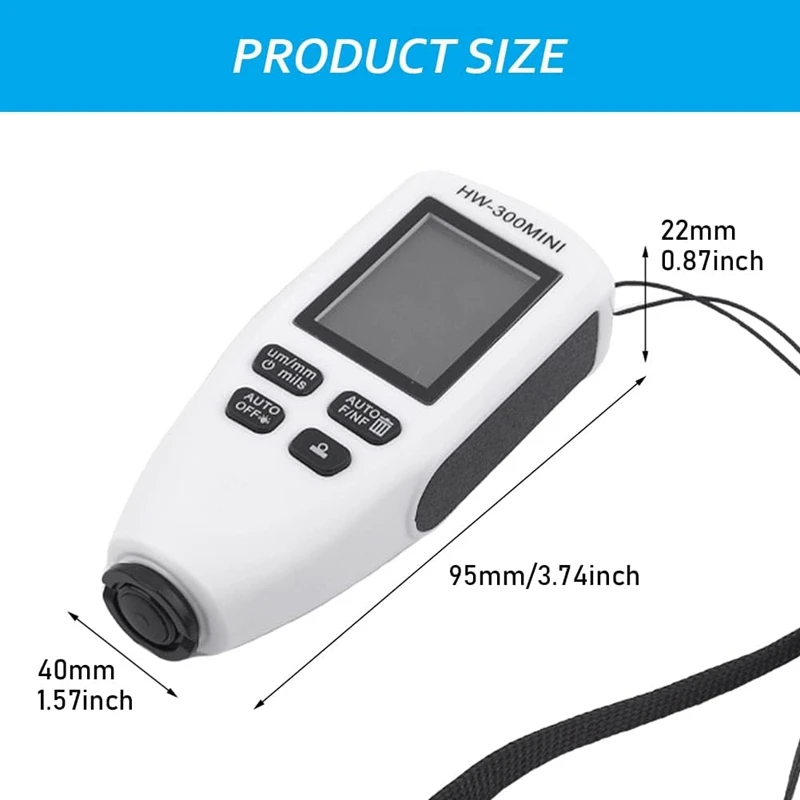 흰색 자동차 코팅 두께 계량기 게이지 테스터, 자동차 코팅용, 1 개