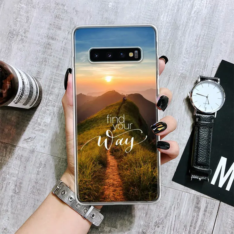 Travel Mountain Beach Proverb Transparent Soft Phone Case for Samsung Galaxy M21 M30S M31 M32 M52 Note 20 Ultra 10 Lite 9 8 J4 J