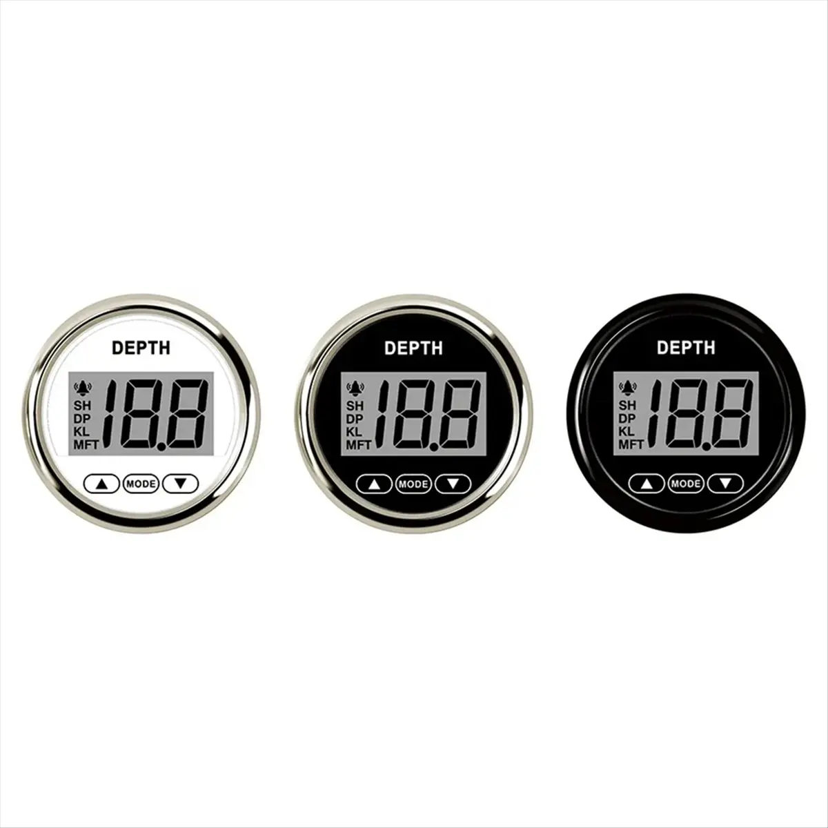 【~ New N07R】Marine 52mm Digital Depth Gauge Indicator with Transducer and White Backlight for Yachts Fishing Boats Universal 12V