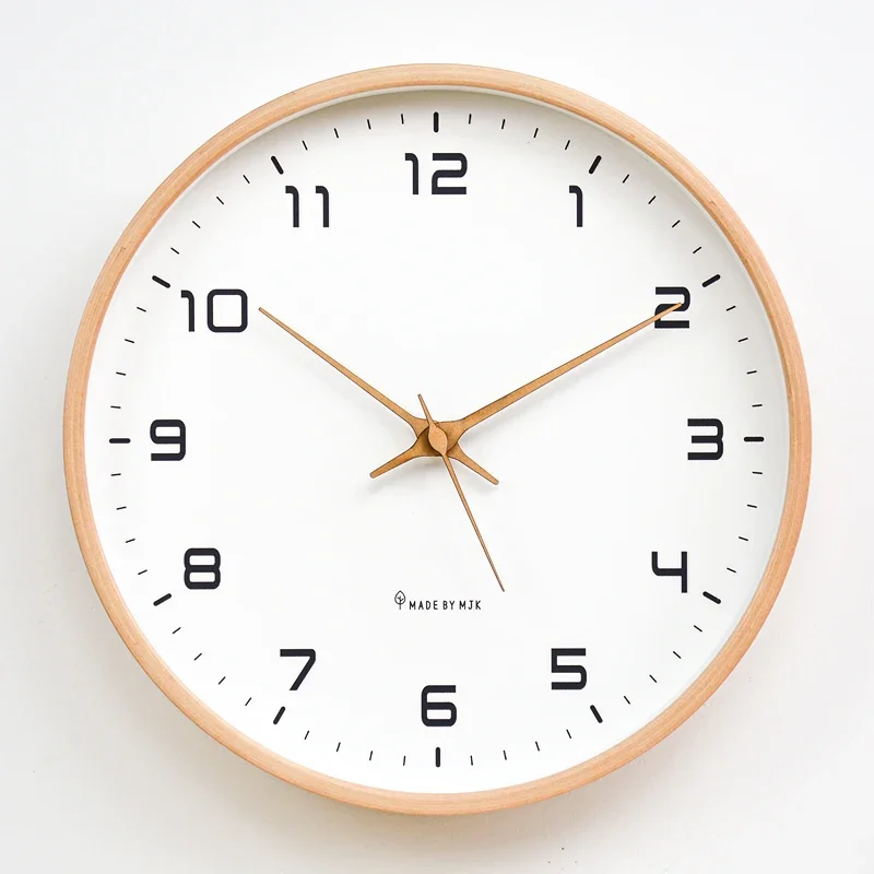 

Nordic Clock Wood Wall Clock Living Room Mute Simple Affordable Luxury Decorate Modern Fashion Creative Cool