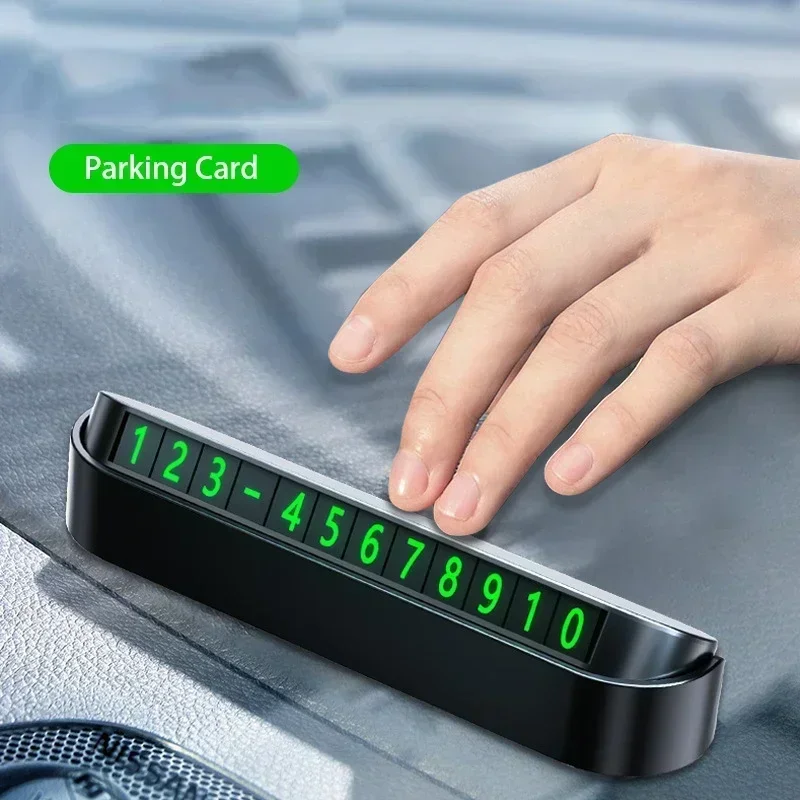 Car Accessories Mini Portable Telephone Number Plate With Switch Phone Number Business Card Temporary Parking Card Plate