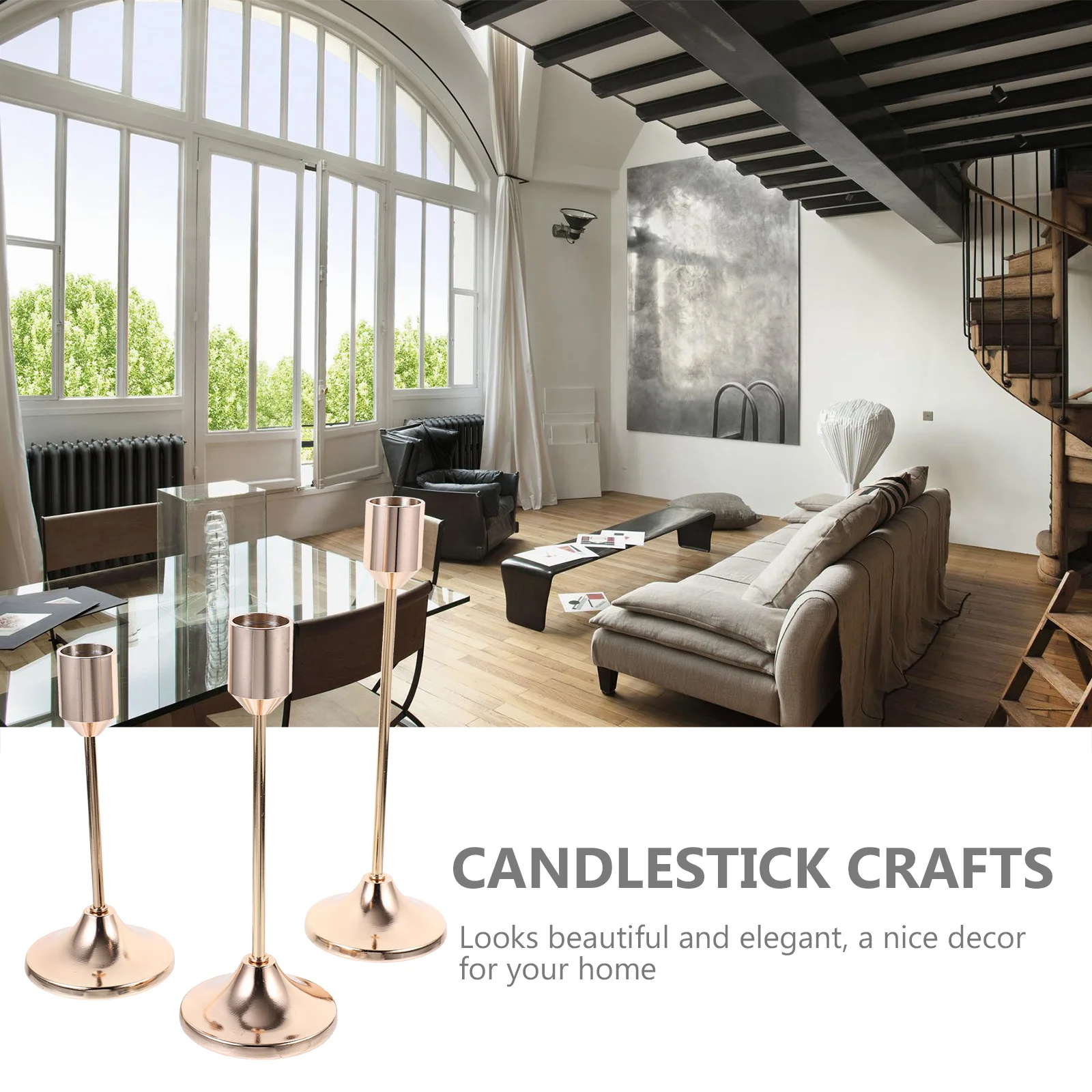 

3Pcs Metal Holders Retro Iron Stand Decorative Candlestick for Home Office Coffee Shop Retro Candlestick