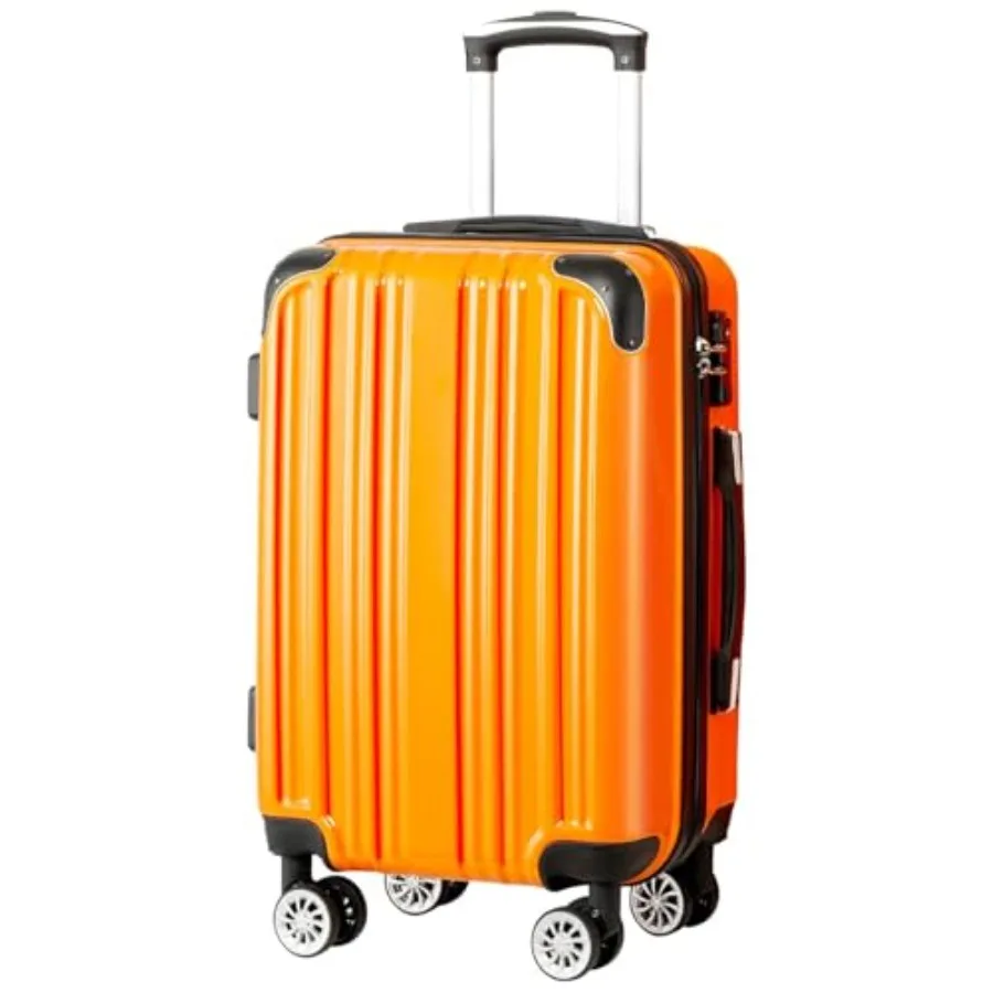 

Orange 24in Checked Luggage with PC+ABS Hardshell Durable Lightweight Design Dual Spinner Wheels TSA Lock YKK Zipper