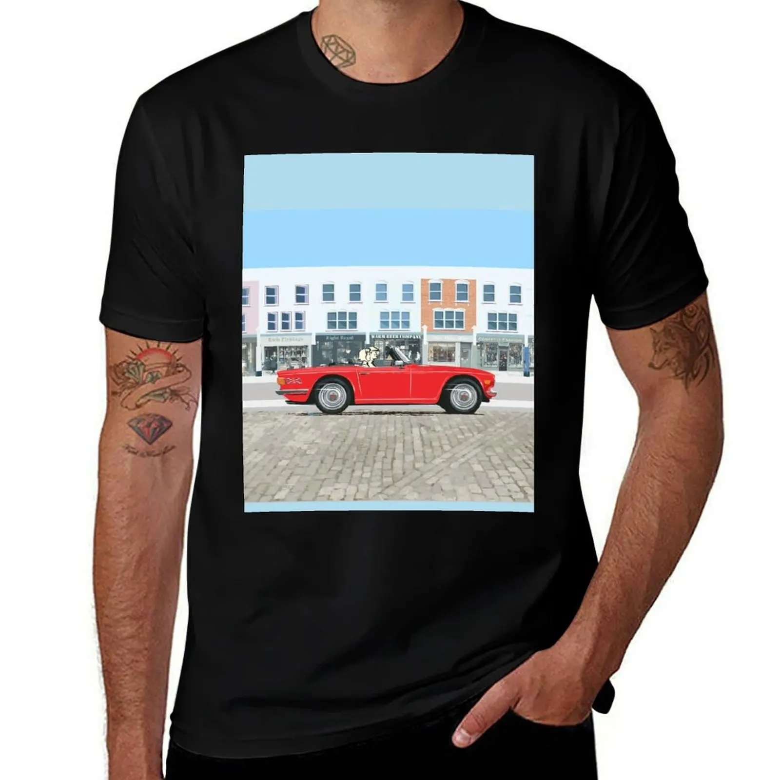 Signal Red color TR6 – the Classic British Sports Car T-Shirt Sun Block Outdoor T-Shirt