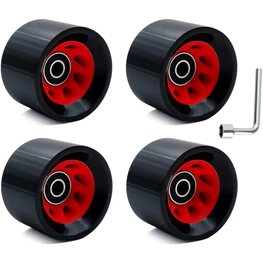 [MEGAL SALE]4Pcs Indoor Roller Skate Wheels 95A with Bearings 58mmx39mm PU Wear- Quad Roller Skate Wheels with 1 Wrench