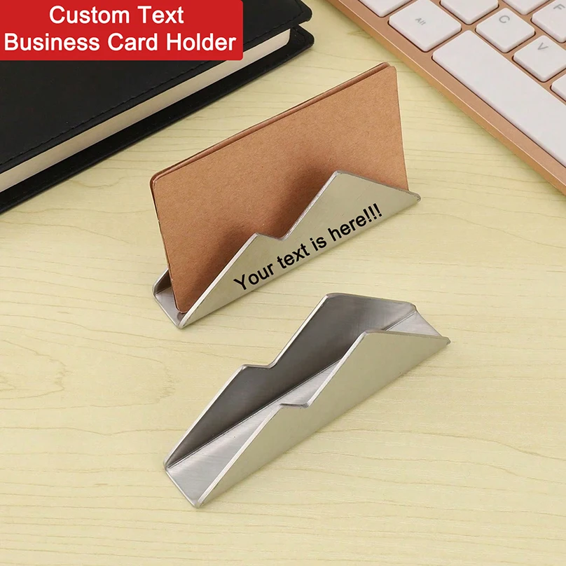 

Custom Text Business Card Holder Laser Engraving Personalized Business Card Stand Metal Storage Box Customized Text Card Case