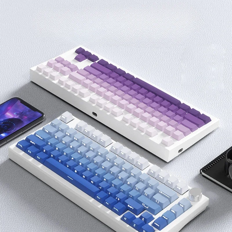 

Side engraved keycap gradual change PBT mechanical keyboard keycap custom word light transmission 98 dark fragrance purple 108 d