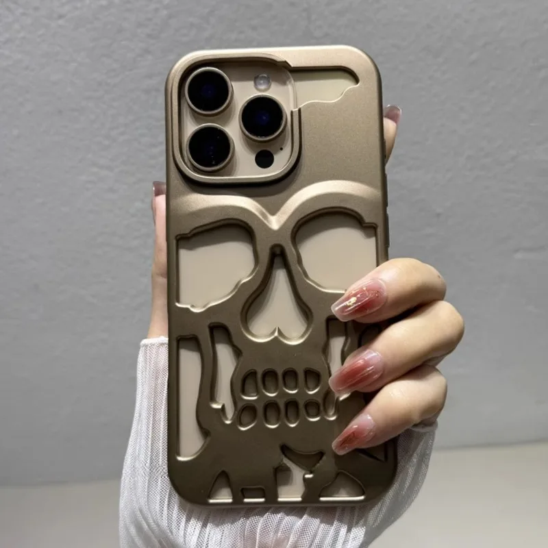 HOCE 3D Hollow Skull Callous Phone Case For iPhone 16 15 14 Plus 13 12 11 Pro Max Plating Shockproof Cool Ghostface Soft Cover