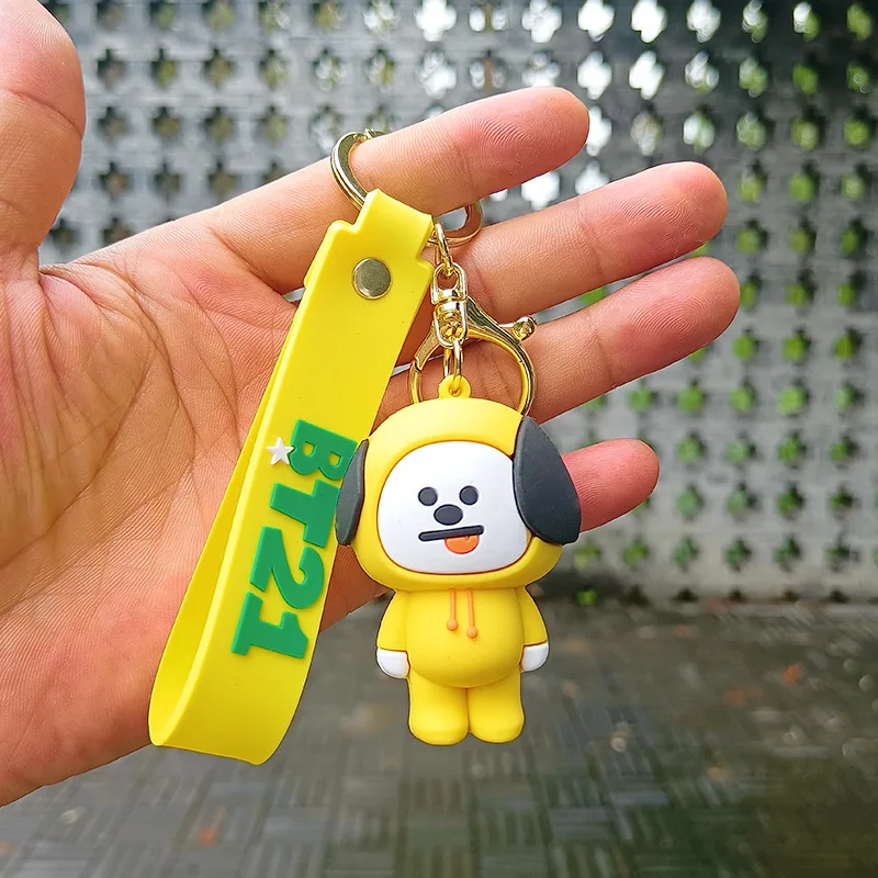 New Kawaii BT21ed Baby Series Anime keychain Cartoon Cute Keychain For Car Keys Bag Pendant Girl Gift