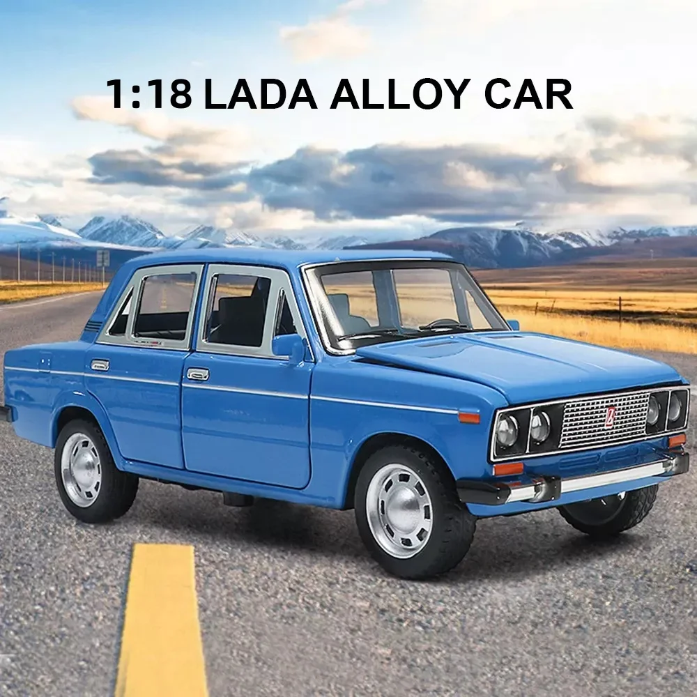 1:18 LADA Legering Model Auto Diecast Speelgoed Voertuigen Licht & Geluidseffect Auto Voor Kinderen Verjaardagscadeautos Jongens Speelgoed