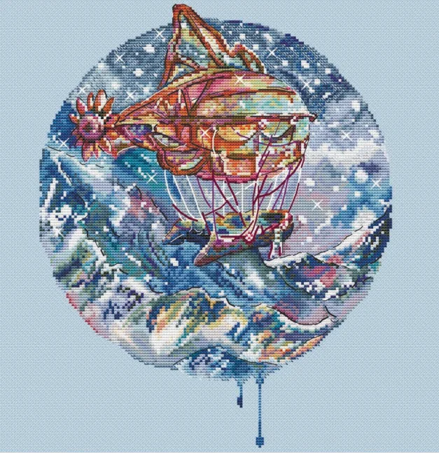 Sea Airship Embroidery Cross Stitch Kits, DIY Needlework, Cotton Canvas, High-Quality Craft, 34-40