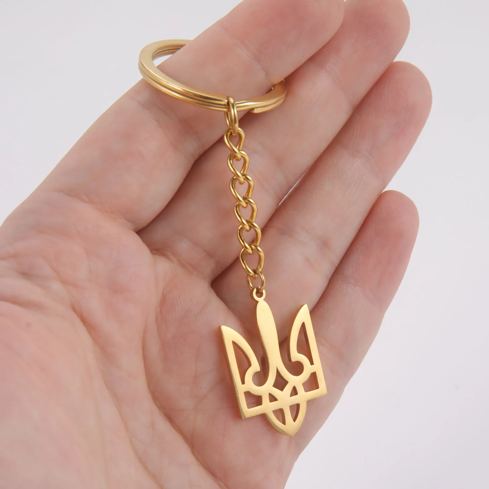 Dreamtimes New Ukraine National Logo Keychain Women\'s Men\'s Stainless Steel Pendant Accessories Jewelry Gift