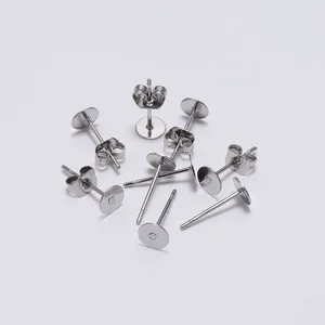 Gold Stainless Steel in White Post Earring Studs, Pins Base with Plug Discoveries Earring, Ear Back for DIY to make jewelry, 100 pcs/lot 8 Main Base Sales for Earring - №2