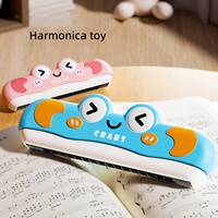 1pcs Cartoon Harmonica 32-Hole Beginner Whistle Cute Crab Design Washable ABS Gift for Kids Musical Learning Tool