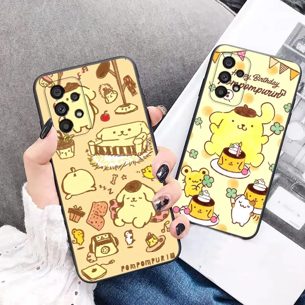 PomPom P-Purin Cartoon Case For Samsung A52 A72 A32 A90 A80 A72 A71 A70 A60 A54 A53 A51 A50 A42 A34 A33 A23 A22 A21S A14 Cover