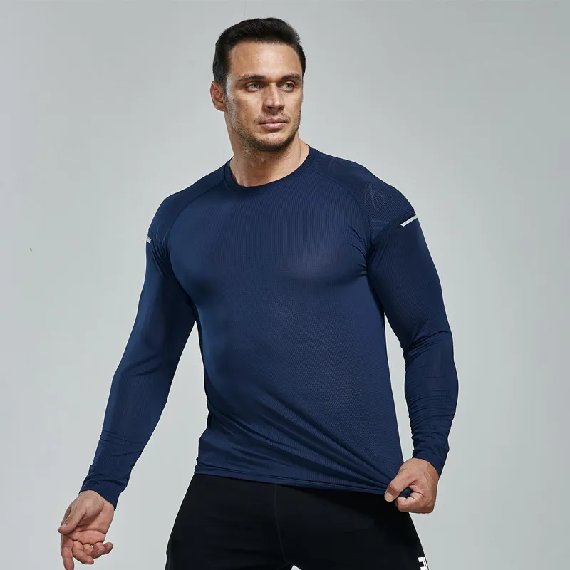 Camisetas deportivas de compresión para hombre, Tops de manga larga, camisetas ajustadas elásticas moldeadoras, ropa deportiva para correr, gimnasio y Fitness, otoño