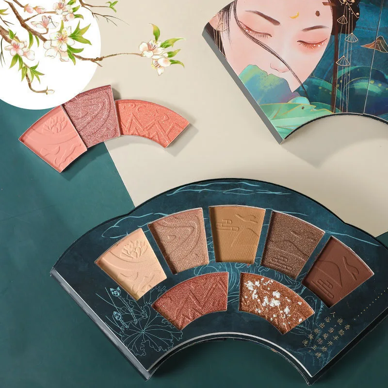 Rosemary Beauty Seven-color eyeshadow palette Chinese style relief easy to color without floating powder pearly earth color summ