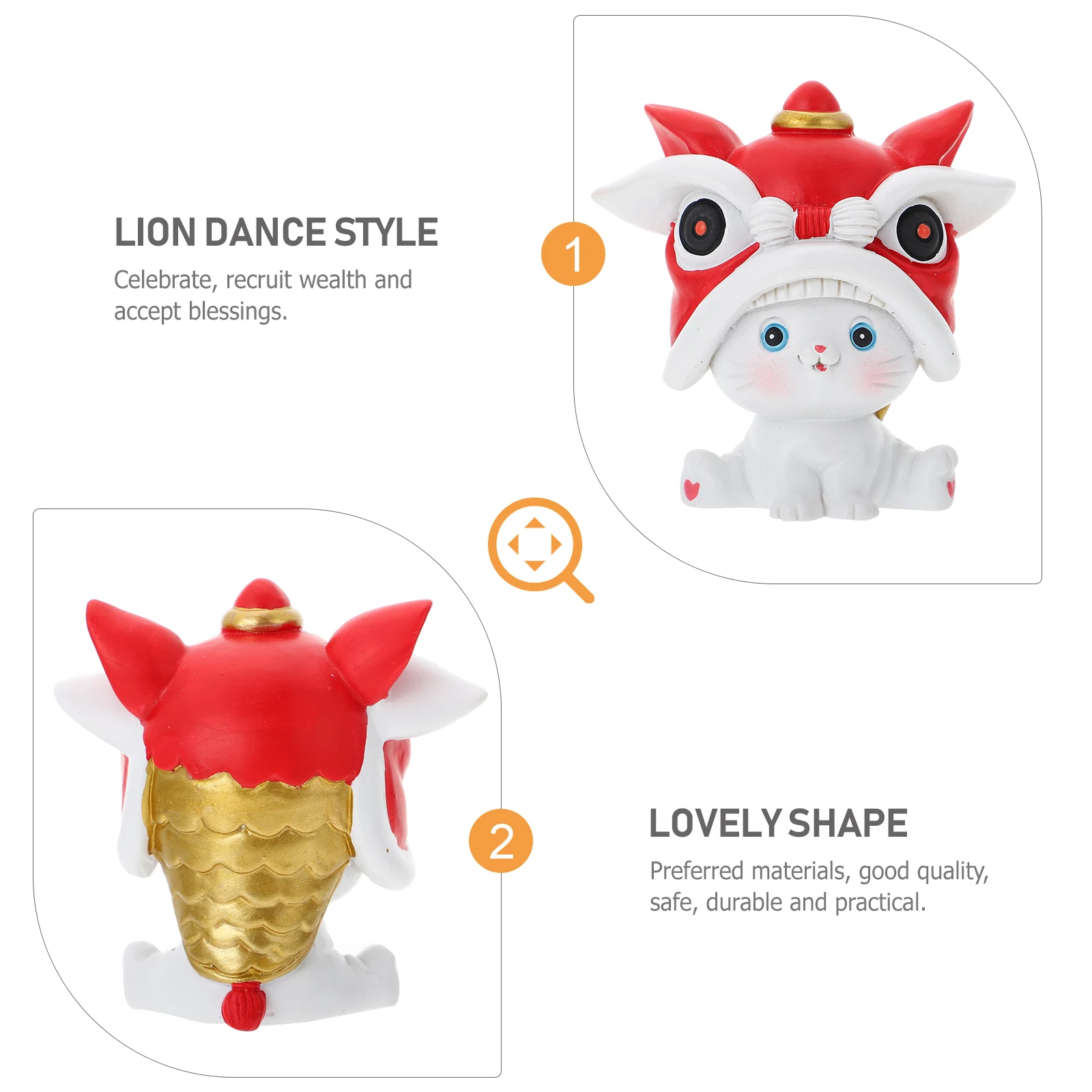 

1pc Auspicious Cat Shape Desktop Ornament Creative Festive Home Decoration Gift For New Year Party Adornment Red Color Resin